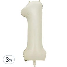 팡파티 숫자 1 레터링 풍선 101cm, 화이트, 3개