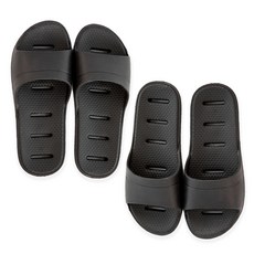 低腳背EVA軟質浴室拖鞋, 黑色+黑色, 1個