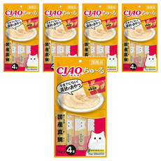 INABA CIAO 啾嚕 肉泥, 鮪魚 + 真鯛, 56g, 5袋