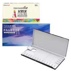 Tucobe 高級鋁藝調色板 + 紙鄉村生動彩色丙烯顏料 13 種 x 7.5ml 套裝, 1組, 20格