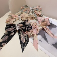 Roji 珍珠配飾蝴蝶結髮帶4入組