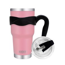 4YOU Keep大容量不鏽鋼保溫杯+密封吸管蓋+矽膠防滑手握組, 粉色, 900ml, 1組, 保溫杯+密封吸管蓋+單環矽膠防滑手握組