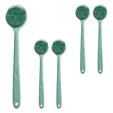 新升級好好握洗澡刷 矽膠+尼龍材質, 莫蘭迪綠, 1支, 5支