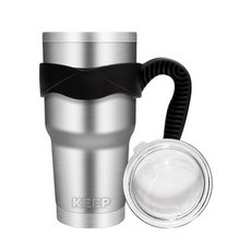 4YOU KEEP 대용량 스테인레스 보온보냉 텀블러 + 오픈형 뚜껑 + 원라인 손잡이, 실버, 900ml, 1개