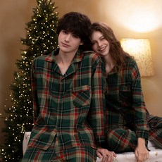 AnotherD 情侶款長袖Merry格紋睡衣套裝