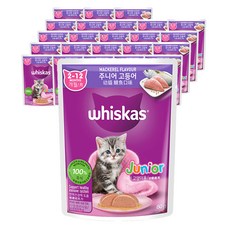 위스카스 주니어 고양이 주식파우치, 고등어, 80g, 24개