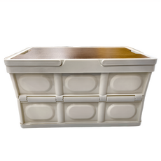 木蓋折疊箱手提版 樣式2718, 小(43.5 x 29 x 22.5cm), 白色, 1個