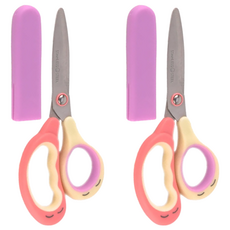 兒童安全剪刀 規格15cm, 白色 + 粉紅色 + 紫色, 2個