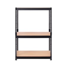 스피드랙 브이 2 스탠드 선반 3단 1000 x 300 x 1500 mm, 블랙(프레임) + 우드 화이트(선반)