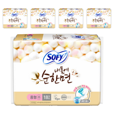 쏘피 내몸에 순한면 생리대 날개형, 중형, 18개입, 5개