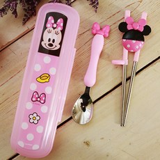 LILFANT 孩童米妮迷你學習筷+湯匙+盒子組, 粉色, 1組