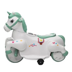 獨角獸可愛小馬造型兒童電動機車 HZB-025 馬卡龍綠 兒童電動車, 1台