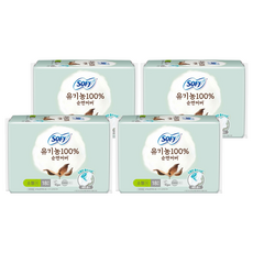 쏘피 유기농 100% 순면커버 생리대 날개형, 소형, 18개입, 4개