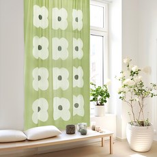 SANGSANG HOO 現代亮點風格窗簾, 橄欖綠花朵