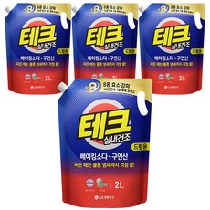 [비건라이프] 테크 베이킹소다 플러스 구연산 실내건조 액체세제 드럼용 리필, 2L, 4개