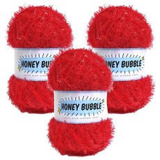 니뜨 허니버블 수세미 뜨개실 90g, 3개, 09레드