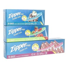 Solid 食品級矽膠雙鏈密封保鮮袋/抽取式保鮮冷藏密封袋/食品分裝袋, 大 15個 + 中 20個 + 小 30個, 65個裝, 1組