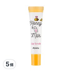 A'pieu 蜂蜜牛奶唇部去角質霜, 5條, 牛奶香氣