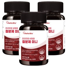 헬로바이오 프리미엄 비헴철 철분제 미니 22.5g, 3개, 90정