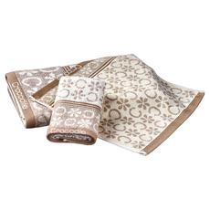 Crocodile 花物語提花方巾，100%純棉，33x34cm，台灣製, 棕色, 1條