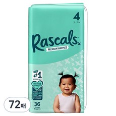 Rascals 優質棉柔舒適黏貼型尿布, 第4階段, 72張
