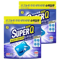 갓성비 슈퍼딥큐 실내건조 고농축 대용량 드럼세탁기 캡슐세제 오션브리즈향, 100개입, 2개