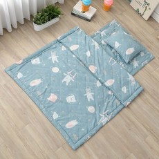 天絲兒童睡墊三件組, 星夢語 藍色, 1組