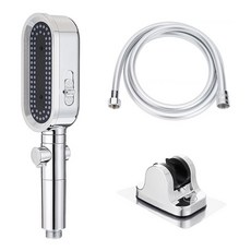 小麥購物 一鍵止水增壓蓮蓬頭套組 L909, 1組, 銀色