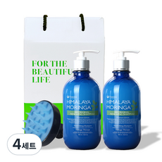 포고니아 모링가 샴푸 500ml 2p + 두피 폼 브러쉬 헤어 선물 세트, 4세트
