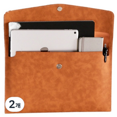 통근창고 A4서류 아코디언 파일케이스 330 x 235 mm, 브라운, 2개