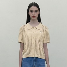 키르시 여성용 모노 체리 네트 니트 숏 면 가디건