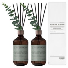 루엘디 프리미엄 대용량 디퓨저 + 데코 스틱 세트, 제주 치유의 숲, 500ml, 2개