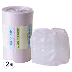 可撕式背膠型多用途分類回收再利用捲筒塑膠袋 實惠垃圾袋 60入, 2個, 40L