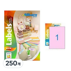 올바른라벨 레이저 잉크젯 공용 칼라 라벨지 연분홍 A4전지, 1칸, 250개