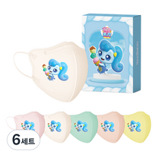 브리드케어 캐치티니핑 새콤달콤 티니핑 시즌 4 스페셜 에디션 샤샤핑 일회용 마스크 아동용 5종 x 3p 세트 소형 L, 혼합색상, 6세트