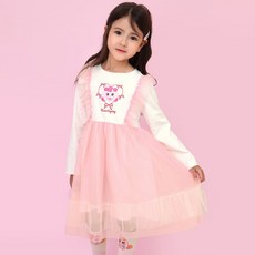 PremierFam 女童 奇妙萌可 愛心萌可 紗質 荷葉邊 蕾絲 洋裝
