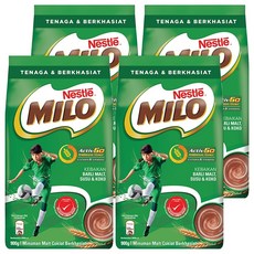 MILO美祿 經典原味補充包 x 4包 巧克力麥芽飲品, 900g, 1入, 4袋