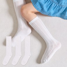 베이스알파에센셜 여아용 여름 포인텔 메쉬 니삭스 3켤레 세트