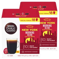 NESCAFE 雀巢咖啡 Dolce Gusto 多趣酷思 紐約美式晨光濃烈咖啡膠囊 中烘焙, 8.3g, 18顆, 2盒
