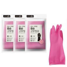 명진 교체용 왼손 고무장갑, 분홍, 중(M), 3개
