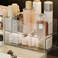 Market Plan Pure Clear 多用途化妝品收納盒 單格 + 單格 A套組, 透明, 1套