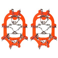 登山防滑鞋套 11齒冰爪, 均碼(35~43號), 橘色