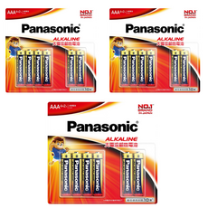 Panasonic 國際牌 大電流鹼性電池 4號, 6顆, 3組