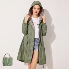 Blue Season女款高爾夫雨衣防水防風連帽夾克+專用收納袋, 橄欖綠