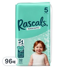 Rascals 優質棉柔舒適黏貼型尿布, 第5階段, 96片