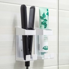 리빙공감 무타공 고데기거치대 욕실 정리 수납 걸이, 화이트, 1개