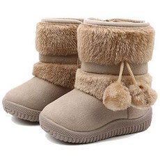 Lulushu 女童櫻桃球球毛靴