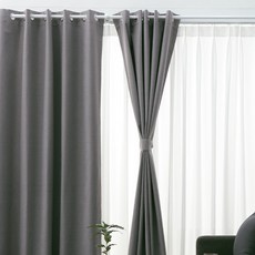 Daymade 亞麻風格 100% 雙面打孔式遮光窗簾 2入, 深灰色