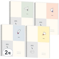 moong9 Bobba 4分格數學練習本 4種組, 灰色、綠色、粉色、黃色, 2個