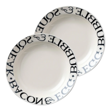 JUST HOME 奶油字母陶瓷8吋湯盤2件組 20 x 3.5cm, 1組, 2件組8吋湯盤, 奶油字母